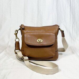 Vintage Coach Park British Tan Pebbled Leather Swingpack Crossbody Bag
